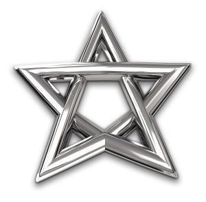 Download this chrome Star of David symbolizing Hanukkah, connection, and virtues with a modern design.