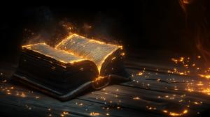 This image features a glowing book, symbolizing the magic and wonder of reading.

