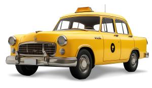 A vintage yellow taxi cab representing urban transportation and retro design.