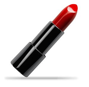 This image showcases a vibrant red lipstick, symbolizing passion and romance.