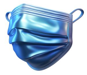 Download this glossy blue medical mask emphasizing health and safety in medical contexts.
