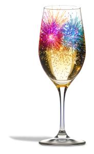 Download a festive champagne glass filled with sparkling liquid and colorful fireworks, symbolizing celebration and joy.