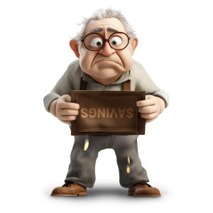 Download this impact of financial planning with our &#039;Senior No Savings&#039; clipart. Perfect for highlighting retirement savings importance.