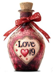 This image depicts a beautifully crafted love potion bottle, symbolizing romance and magic.