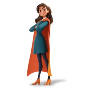 Download this Business Woman Hero clipart and inspire your audience. This empowering image represents leadership, success, and overcoming challenges.