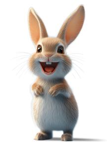 Happy cartoon bunny rabbit with a big smile, perfect for Easter themes.