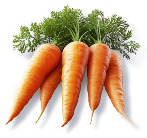 A vibrant bunch of fresh carrots with green tops, symbolizing health and nutrition.