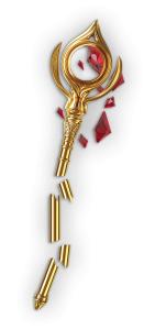 Download image features a breaking golden scepter surrounded by red shards, symbolizing power and destruction.