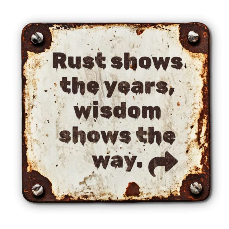 This Presentation Clipart shows a preview of Rusty Metal Sign - Clipart Customizable