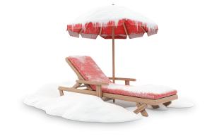 Download this snow-covered beach lounge chair clipart. Adding a striking contrast of summer and winter into presentations and media designs.