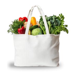 Download this clipart image of a white bag filled with a variety of fresh vegetables, promoting healthy eating and sustainability.