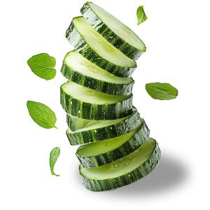 Download this clipart image of a refreshing stack of sliced cucumbers with mint leaves, symbolizing health and vitality.