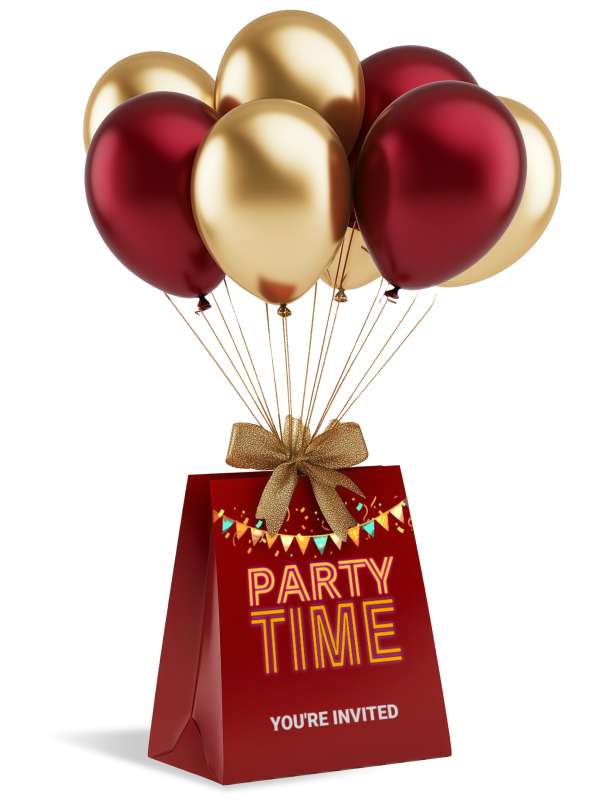 This Presentation Clipart shows a preview of Gift Bag with Balloons