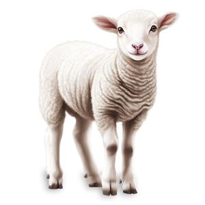 A cute, fluffy white lamb with a gentle expression, symbolizing innocence and new beginnings.