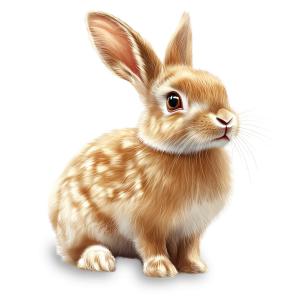 Download this clipart image depicting a cute orange rabbit with fluffy fur and expressive features.