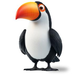 A colorful cartoon puffin with a bright beak and friendly expression, ideal for nature-themed content.