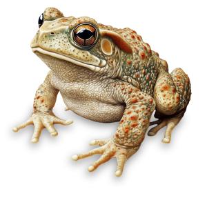 Download this image showcasing a realistic depiction of a frog, highlighting its detailed features and textures.