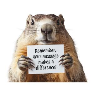 A groundhog holding a blank sign, perfect for customizable messages or seasonal themes.