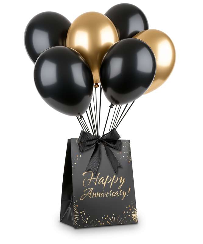 This Presentation Clipart shows a preview of Black Bag and Balloons - Customizable Clipart