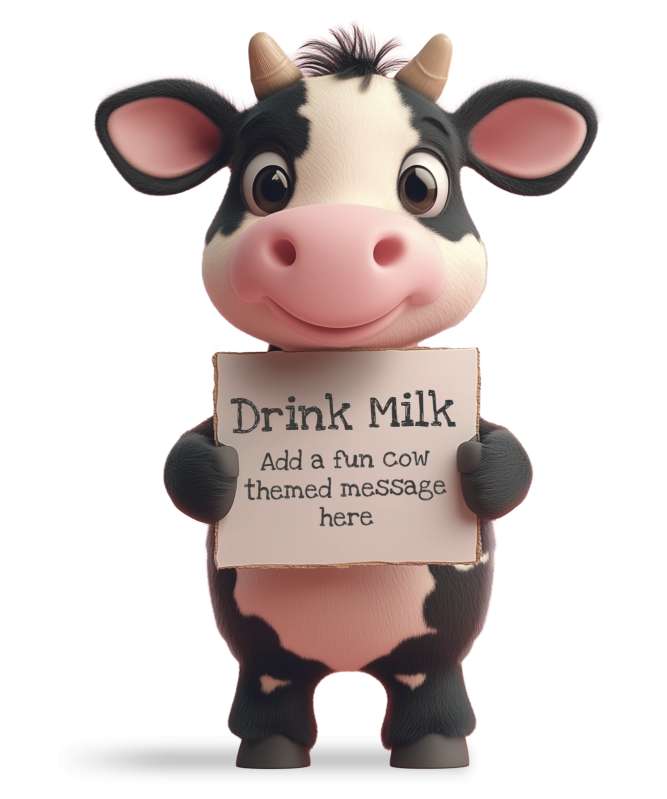 This Presentation Clipart shows a preview of Cow with Custom Sign