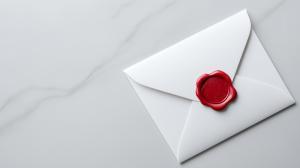 This image features a white envelope with a red wax seal, symbolizing a secret message or important correspondence.


