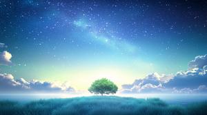 A serene image of a solitary tree against a starry sky, symbolizing solitude and tranquility.

