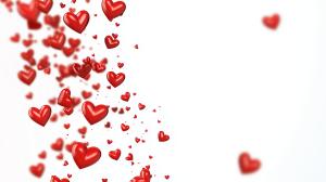 Floating red hearts create a romantic and cheerful atmosphere against a white background.

