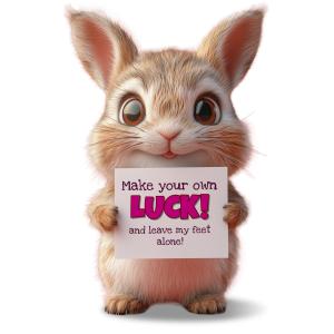 A cute bunny holding a blank sign, perfect for customizable messages and engaging presentations.