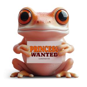 A pink frog holding a customizable sign, set against a soft pink background, perfect for creative presentations.