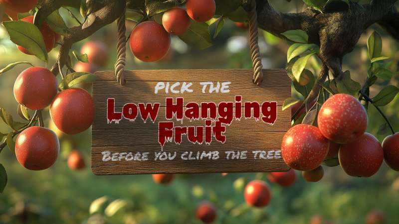 This Presentation Clipart shows a preview of Low Hanging Fruit - Custom Sign