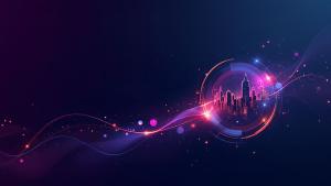 This vibrant cityscape in a bubble represents modern urban marketing themes.