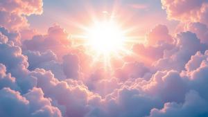 Download this pastel sky PowerPoint background with sun rays and soft clouds—perfect for spring, Easter, spiritual, or hopeful presentations.