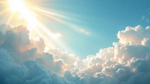 Serene pastel sky and sunlight background image for Easter, spring, or spiritual presentations—perfect for themes of hope and renewal.