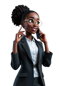 This image depicts a confident business woman on the phone, embodying professionalism and modernity.