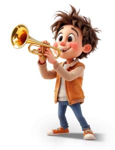 Use this cheerful boy playing trumpet clipart to highlight music, creativity, and education in your PowerPoint or Google Slides presentation.