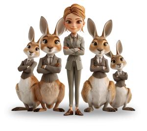 Download this creative business kangaroo clipart symbolizing leadership, teamwork, and innovation. Perfect for PowerPoint and Google Slides.