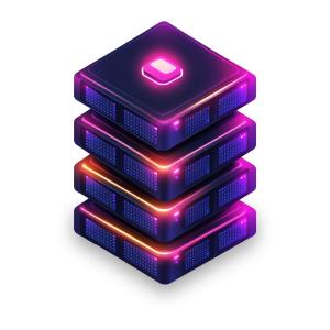 A vibrant illustration of a stacked server tower, showcasing modern technology and data management.