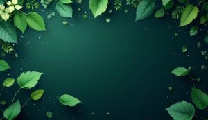 This image features green leaves on a dark green background, perfect for Earth Day themes.