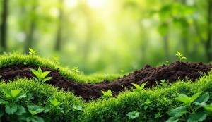 This image features lush greenery and soil, symbolizing growth and environmental awareness for Earth Day.