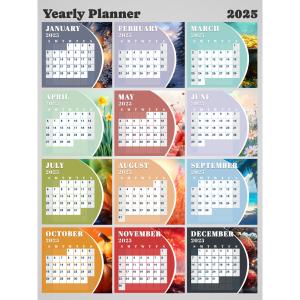 2025 Yearly Calendar Planner - Editable Calendar Template - Easily change the date and the year for each month.