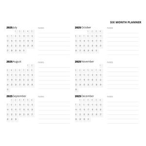 Printable Six Month Planner - Editable Calendar Template - Quickly change the months and years.