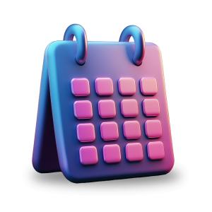 This image features a modern, colorful calendar design, symbolizing organization and time management.