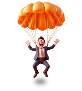 Use this  parachute clipart to highlight business risk management, safety strategies, and decision-making in corporate presentations.