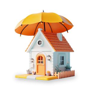 Use this umbrella-covered home clipart to visually express family protection, safety, and shelter themes in PowerPoint presentations.