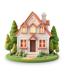 Use this cartoon house clipart in PowerPoint or Google Slides to create engaging real estate, education, or garden-themed presentations.
