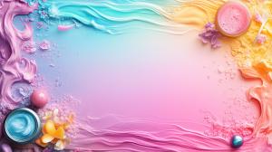 This vibrant summer background features colorful swirls and playful elements, perfect for summer-themed presentations.

