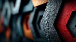 A modern abstract background with hexagonal shapes in black, red, and orange, ideal for business presentations.

