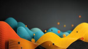 This abstract background features vibrant waves and orbs, ideal for business presentations.

