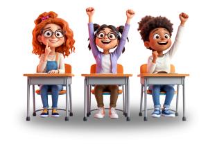 Capture joyful student engagement with this classroom participation clipart, perfect for education-themed PowerPoint and Google Slides.