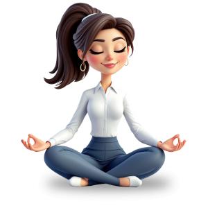 Download a Woman Meditating PNG clipart. A serene wellness illustration symbolizing mindfulness, stress relief, and self-care for presentations and workshops.